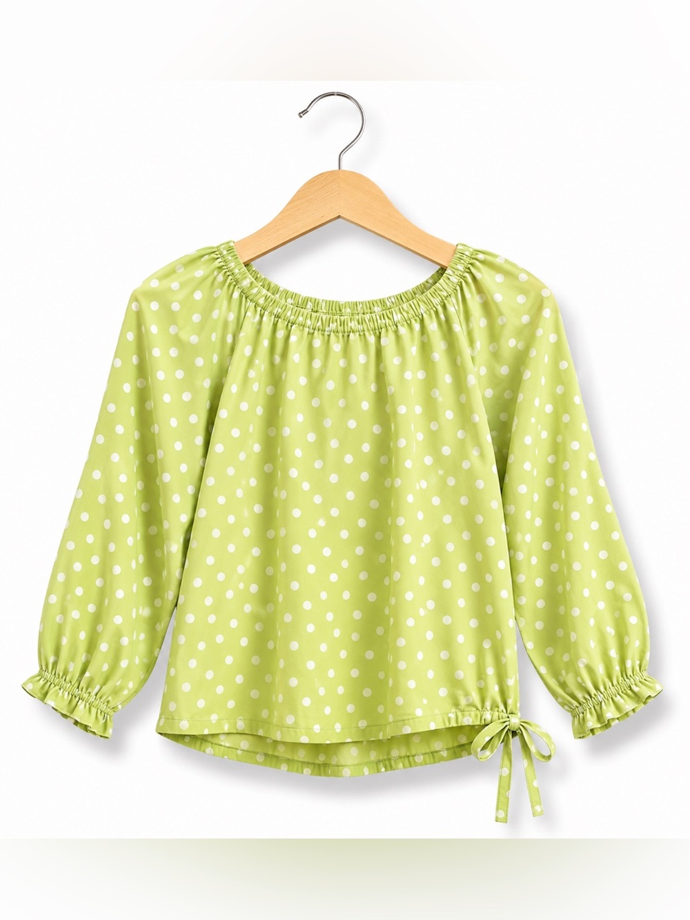 Beehave‎ Girls Blouse Size 5 Yellow Polka Dot Peasant Style